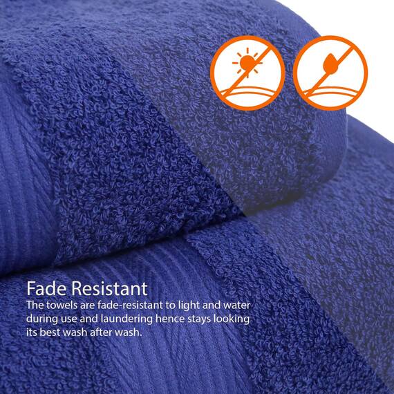 Amazon Basics 6-teiliges set bleichbeständiges Baumwoll-Badehandtuch-Set - marineblau, 137,2 x 76,2 cm, 66,0 x 40,6 cm, 30,5 x 30,5 cm