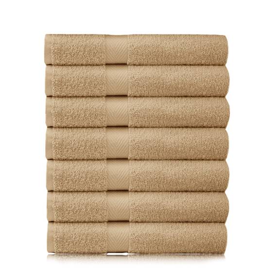 Cotton Craft Simplicity Ringspun Cotton Set of 7 Lightweight Bath Towels, 27 inch x 52 inch, Linen