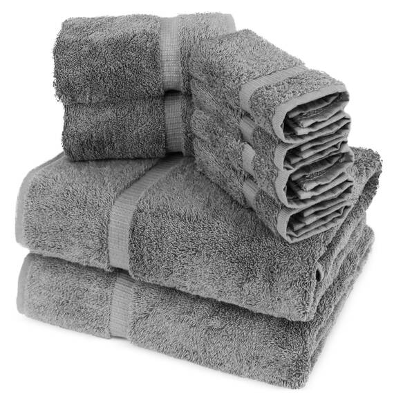 Towel Bazaar Luxus Spa und Hotel Qualität Premium türkisches 8-teiliges Handtuch-Set (2 x Badetücher, 2 x Handtücher, 4 x Waschlappen, grau)