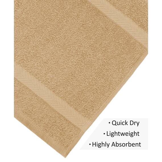 Cotton Craft Simplicity Ringspun Cotton Set of 7 Lightweight Bath Towels, 27 inch x 52 inch, Linen
