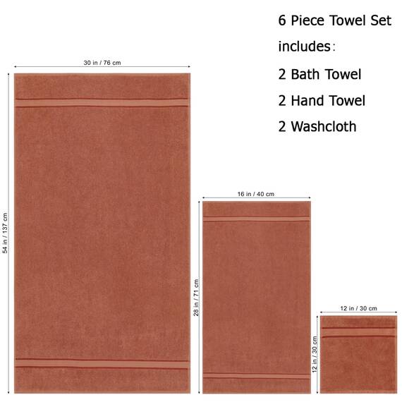 COTTON CRAFT Ultraweiches 6-teiliges Handtuch-Set, 100 % Baumwolle, saugfähig, 580 g/m², 2 große Badetücher, 2 Handtücher, 2 Waschlappen, luxuriöses Badezimmer-Handtuch-Set, schnell trocknend