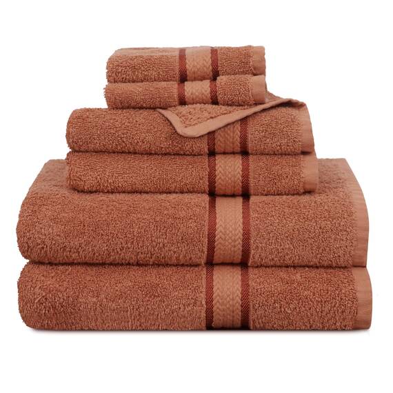 COTTON CRAFT Ultraweiches 6-teiliges Handtuch-Set, 100 % Baumwolle, saugfähig, 580 g/m², 2 große Badetücher, 2 Handtücher, 2 Waschlappen, luxuriöses Badezimmer-Handtuch-Set, schnell trocknend