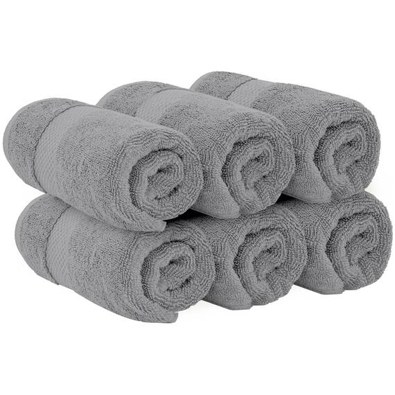 Weiße klassische luxuriöse hellgraue Handtücher – weiche 100 % türkische Baumwolle | Hochabsorbierende Hotel Spa Badezimmer Handtuchhalter Sammlung | 40 x 76 cm | 6 set