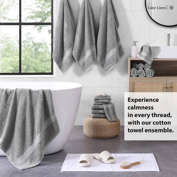 LANE LINEN Luxuriöses Badezimmer-Handtuch-Set, 100 % merzerisierte Baumwolle, superweich, flauschig und sehr saugfähig, 4 große Badetücher, 8 Waschlappen, 6 Handtücher, vorgeschrumpft