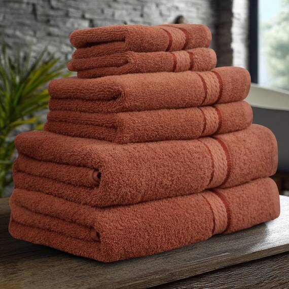 COTTON CRAFT Ultraweiches 6-teiliges Handtuch-Set, 100 % Baumwolle, saugfähig, 580 g/m², 2 große Badetücher, 2 Handtücher, 2 Waschlappen, luxuriöses Badezimmer-Handtuch-Set, schnell trocknend