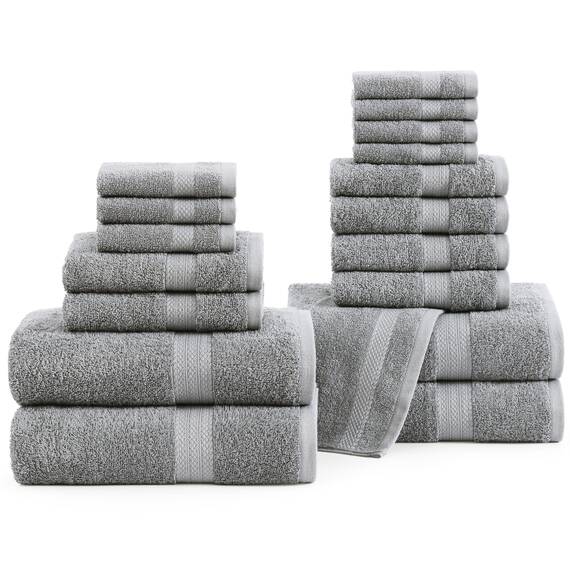 LANE LINEN Luxuriöses Badezimmer-Handtuch-Set, 100 % merzerisierte Baumwolle, superweich, flauschig und sehr saugfähig, 4 große Badetücher, 8 Waschlappen, 6 Handtücher, vorgeschrumpft