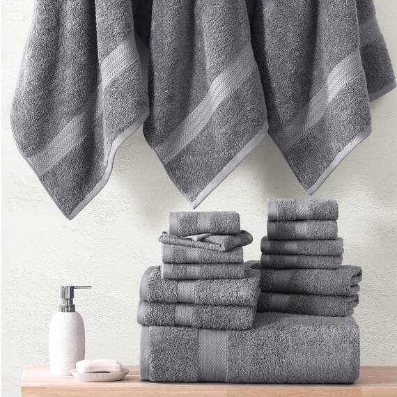LANE LINEN Luxuriöses Badezimmer-Handtuch-Set, 100 % merzerisierte Baumwolle, superweich, flauschig und sehr saugfähig, 4 große Badetücher, 8 Waschlappen, 6 Handtücher, vorgeschrumpft