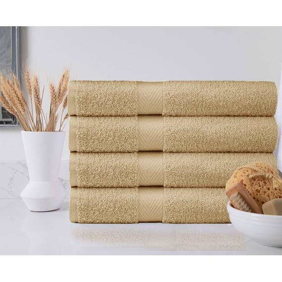 Cotton Craft Simplicity Ringspun Cotton Set of 7 Lightweight Bath Towels, 27 inch x 52 inch, Linen