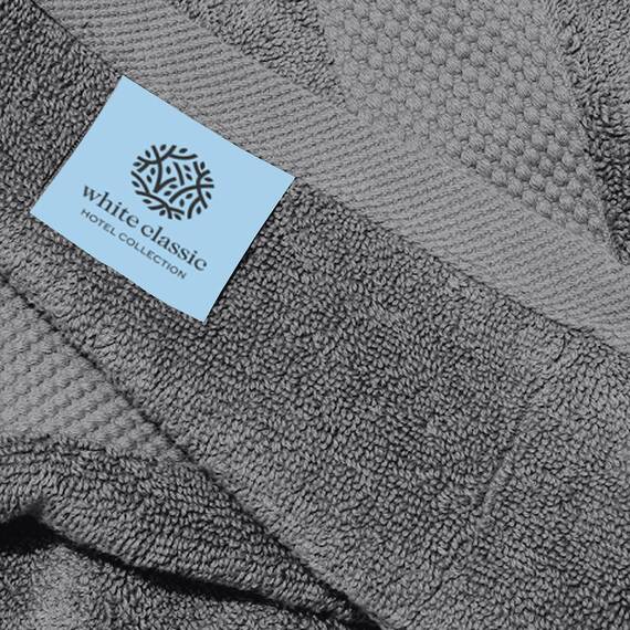 Weiße klassische luxuriöse hellgraue Handtücher – weiche 100 % türkische Baumwolle | Hochabsorbierende Hotel Spa Badezimmer Handtuchhalter Sammlung | 40 x 76 cm | 6 set