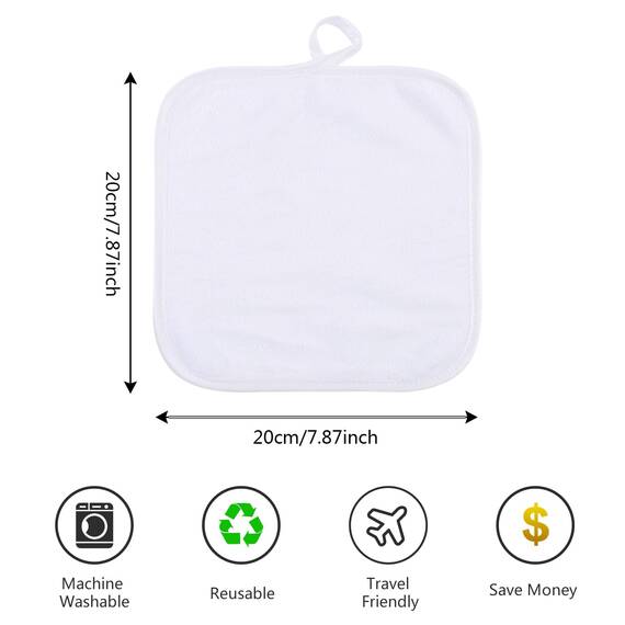 SINLAND 6 Stück Mikrofaser Gesichtstücher Waschbar Abschminktücher schnell trocknend Waschlappen saugfähig Gesichtsreinigungstücher weiches Make up Entferner Tücher 20 x 20 cm Weiß
