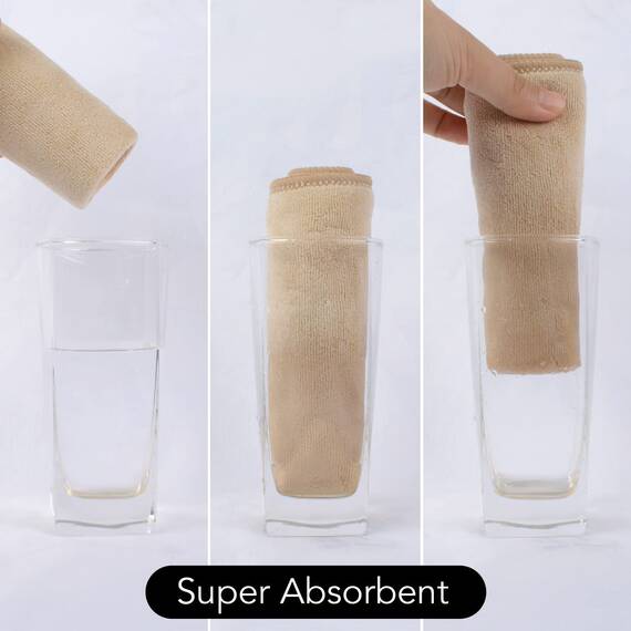 SINLAND 6 Stück Mikrofaser Gesichtstücher Waschbar Abschminktücher schnell trocknend Waschlappen saugfähig Gesichtsreinigungstücher weiches Make up Entferner Tücher 30,5 x 30,5 cm Creme