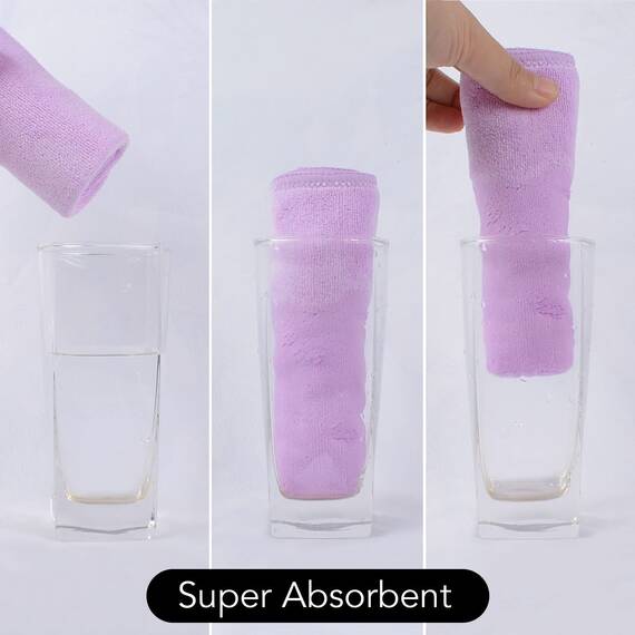SINLAND 6 Stück Mikrofaser Gesichtstücher Waschbar Abschminktücher schnell trocknend Waschlappen saugfähig Gesichtsreinigungstücher weiches Make up Entferner Tücher, 30 x 30 cm Hellviolett