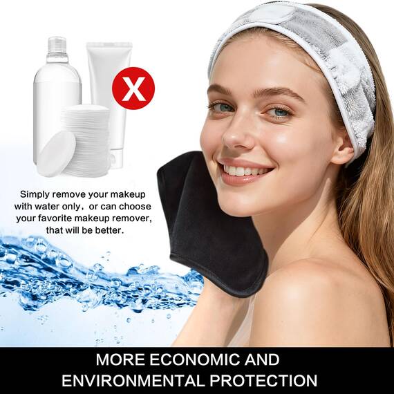 SINLAND 6 Stück Mikrofaser Gesichtstücher Waschbar Abschminktücher schnell trocknend Waschlappen saugfähig Gesichtsreinigungstücher weiches Make up Entferner Tücher 20 x 20 cm Schwarz