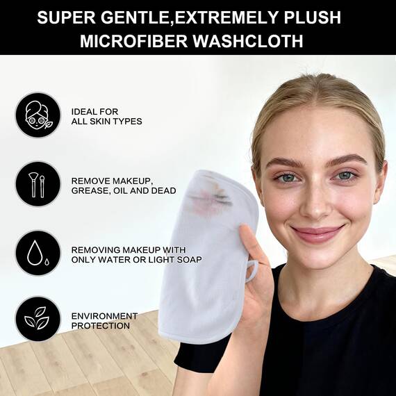 SINLAND 6 Stück Mikrofaser Gesichtstücher Waschbar Abschminktücher schnell trocknend Waschlappen saugfähig Gesichtsreinigungstücher weiches Make up Entferner Tücher 20 x 20 cm Weiß