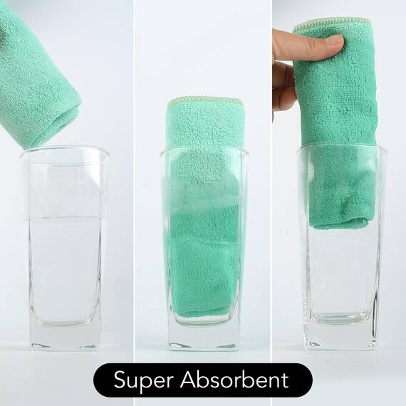 SINLAND 6 Stück Mikrofaser Gesichtstücher Waschbar Abschminktücher schnell trocknend Waschlappen saugfähig Gesichtsreinigungstücher weiches Make up Entferner Tücher 30 x 30 cm Grün