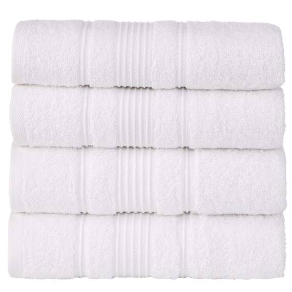 Qute Home 4-teiliges Handtuch-Set, 100% türkische Baumwolle, Premium-Qualität, Handtücher für Badezimmer, schnell trocknend, perfekt für den täglichen Gebrauch, Set beinhaltet 4 Handtücher (weiß)
