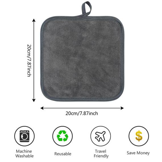 SINLAND 6 Stück Mikrofaser Gesichtstücher Waschbar Abschminktücher schnell trocknend Waschlappen saugfähig Gesichtsreinigungstücher weiches Make up Entferner Tücher 20 x 20 cm Grau