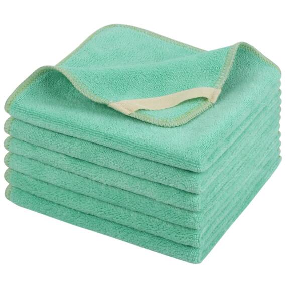 SINLAND 6 Stück Mikrofaser Gesichtstücher Waschbar Abschminktücher schnell trocknend Waschlappen saugfähig Gesichtsreinigungstücher weiches Make up Entferner Tücher 30 x 30 cm Grün