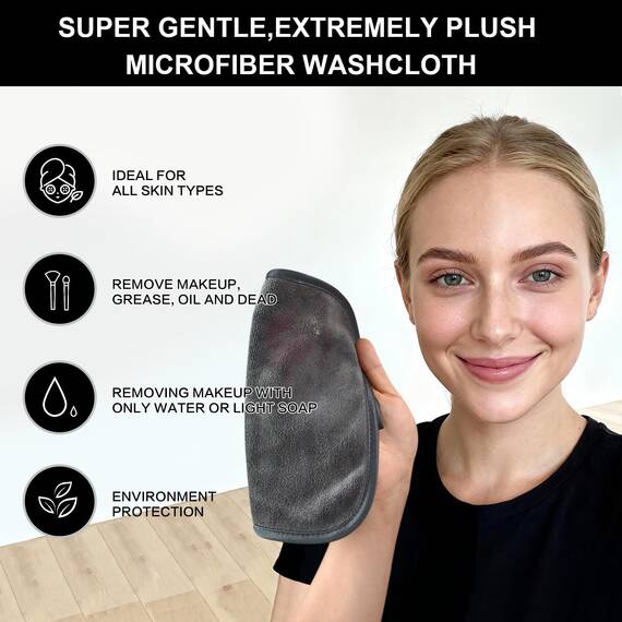 SINLAND 6 Stück Mikrofaser Gesichtstücher Waschbar Abschminktücher schnell trocknend Waschlappen saugfähig Gesichtsreinigungstücher weiches Make up Entferner Tücher 20 x 20 cm Grau