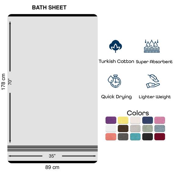 Hammam Linen Jumbo-Badetücher, 2er-Pack, 89,9 x 177,8 cm, weich und saugfähig, Premium-Qualität, 100% Baumwolle, Handtücher (weiß, Badetuch)