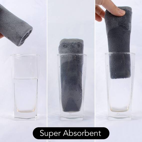 SINLAND 10 Stück Mikrofaser Gesichtstücher Waschbar Abschminktücher schnell trocknend Waschlappen saugfähig Gesichtsreinigungstücher weiches Make up Entferner Tücher, 30,5 x 30,6 cm Grau