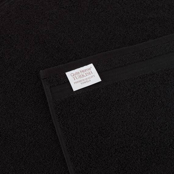 Qute Home 6-Piece Bath Towels Set, 100% Turkish Cotton Premium Quality Bathroom Towels, Soft and Absorbent Turkish Towels, Set Includes 2 Bath Towels, 2 Hand Towels and 2 Washcloths (Black)