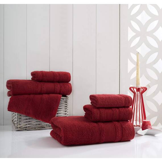 Qute Home 12-teiliges Waschlappen-Handtuch-Set, 100 % türkische Baumwolle, Handtücher für Badezimmer, schnell trocknend, weich, saugfähig, türkisches Handtuch, Set enthält 12 Waschlappen (Burgunderrot