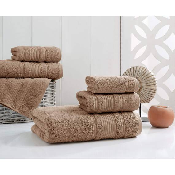 Qute Home 4-teiliges Badetuch Set, 100% türkische Baumwolle, Premium-Qualität, Handtücher für Badezimmer, schnell trocknend, perfekt für den täglichen Gebrauch, Set beinhaltet 4 Badetücher (braun)