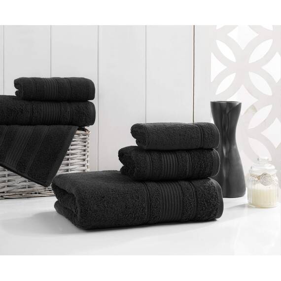 Qute Home 6-Piece Bath Towels Set, 100% Turkish Cotton Premium Quality Bathroom Towels, Soft and Absorbent Turkish Towels, Set Includes 2 Bath Towels, 2 Hand Towels and 2 Washcloths (Black)