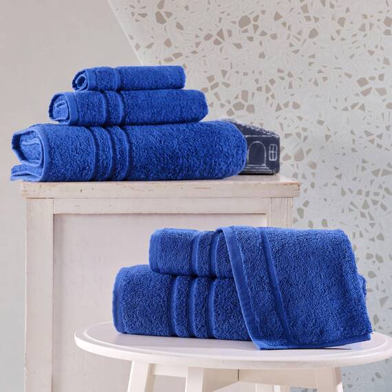 Hammam Linen Navy Blue 6 Pack Bath Towels Sets Linen for Bathroom Original Türkische Baumwolle Weich, Saugfähig und Premium 2 Bad, 2 Hand, 2 Waschlappen