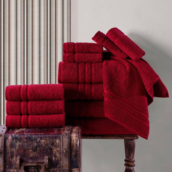 Hammam Linen Burgunderrote Badetücher, 4er-Pack, 68 x 137 cm, weich und saugfähig, Premium-Qualität, perfekt für den täglichen Gebrauch, 100% Baumwolle