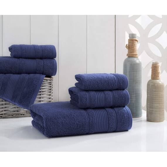 Qute Home 4-teiliges Badetuch-Set, 100% türkische Baumwolle, Premium-Qualität, Handtücher für Badezimmer, perfekt für den täglichen Gebrauch, Set beinhaltet 4 Badetücher (Marineblau)