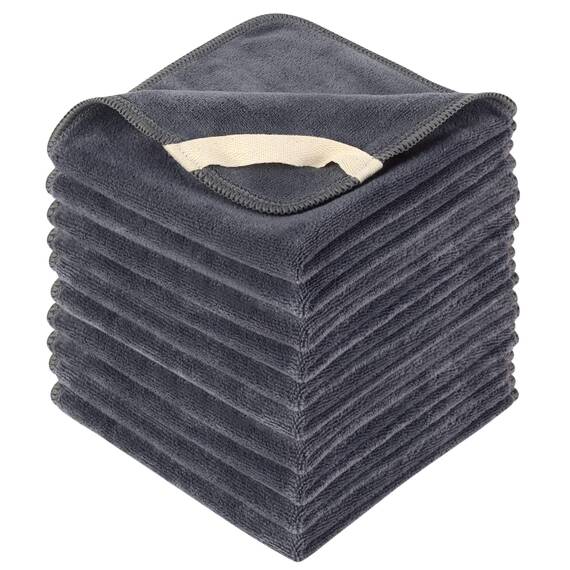 SINLAND 10 Stück Mikrofaser Gesichtstücher Waschbar Abschminktücher schnell trocknend Waschlappen saugfähig Gesichtsreinigungstücher weiches Make up Entferner Tücher, 30,5 x 30,6 cm Grau