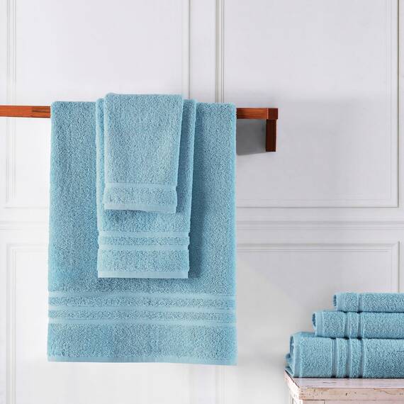 Hawmam Linen Hellblau 6-teiliges Badetuch-Set für Badezimmer, Originale türkische Baumwolle, weich, saugfähig und hochwertig, 2 Badetücher, 2 Handtücher, 2 Waschlappen