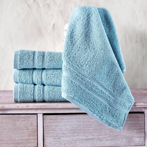 Hammam Linen Hellblaue Handtücher 4er-Pack – 16 x 29 türkische Baumwolle Premium Qualität Weich und Saugfähig Kleine Handtücher für Badezimmer