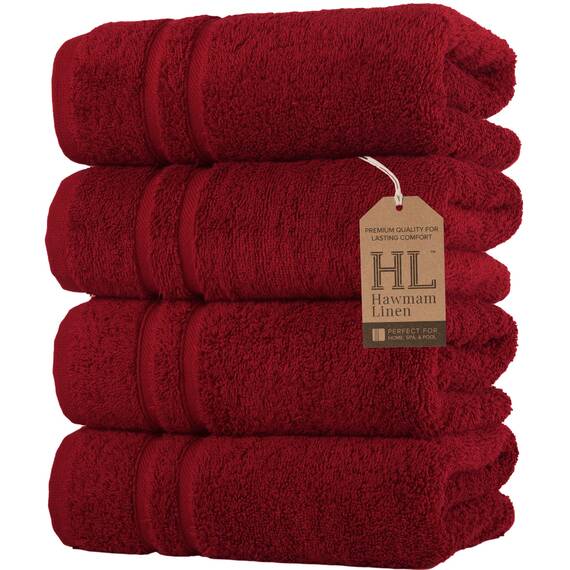 Hammam Linen Burgunderrote Handtücher 4er-Pack – 16 x 30 türkische Baumwolle Premium Qualität weich und saugfähig kleine Handtücher für Badezimmer