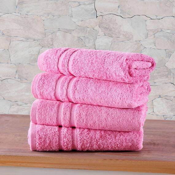 Hawmam Linen Handtücher, türkische Baumwolle, Premium-Qualität, weich und saugfähig, kleine Handtücher für Badezimmer, Rosa, 4 Stück