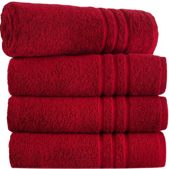 Hawmam Linen Badetücher, 4 Stück, weich und saugfähig, Premium-Qualität, perfekt für den täglichen Gebrauch, 100% Baumwolle, Burgunderrot