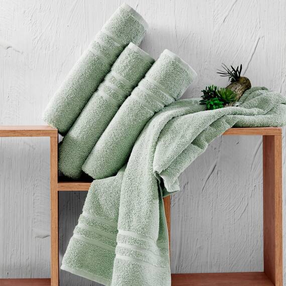 Hawmam Linen Hellgrüne Badetücher, 4 Stück, weich und saugfähig, Premium-Qualität, perfekt für den täglichen Gebrauch, 100% Baumwolle, 600 g/m²