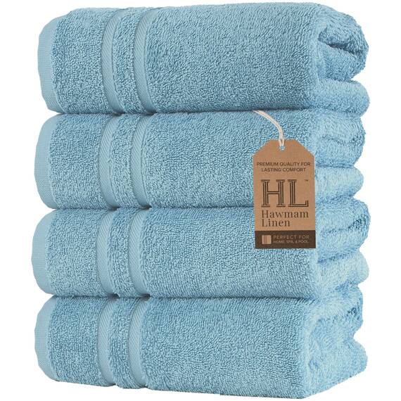 Hammam Linen Hellblaue Handtücher 4er-Pack – 16 x 29 türkische Baumwolle Premium Qualität Weich und Saugfähig Kleine Handtücher für Badezimmer