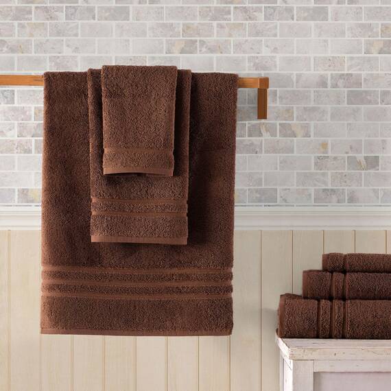 Hawmam Linen Brown 6-teiliges Badetuch-Set für Badezimmer, Originale türkische Baumwolle, weich, saugfähig und hochwertig, 2 Badetücher, 2 Handtücher, 2 Waschlappen