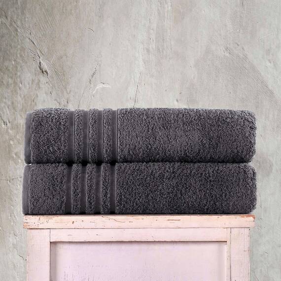 Hammam Linen Jumbo-Badetücher, 2er-Pack, 89,9 x 178,8 cm, weich und saugfähig, Premium-Qualität, 100% Baumwolle, kühles Grau, Badetuch.