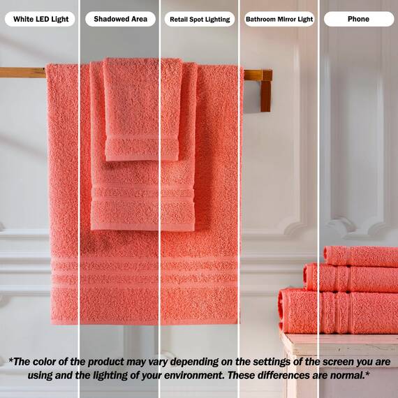 Hammam Linen Coral Orange Badetücher Set 6 TLG. Original türkische Baumwolle weiches, saugfähiges und hochwertiges Handtuch für Bad und Küche 2 Badetücher, 2 Handtücher, 2 Waschlappen