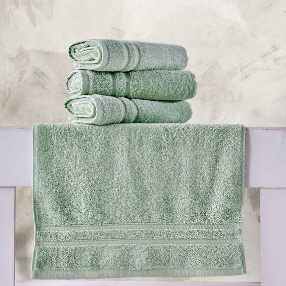 Hammam Linen Hellgrüne Handtücher 4er Pack – 16 x 30 türkische Baumwolle Premium Qualität Weiche und saugfähige kleine Handtücher für Badezimmer
