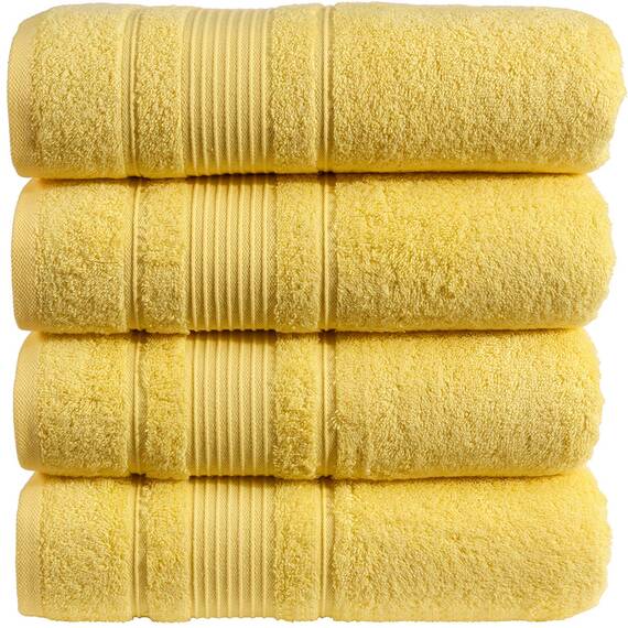 Qute Home 4-teiliges Badetuch-Set, 100% türkische Baumwolle, Premium-Qualität, Handtücher für Badezimmer, schnell trocknend, perfekt für den täglichen Gebrauch, Set beinhaltet 4 Badetücher (gelb)