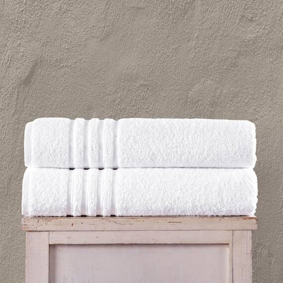 Hammam Linen Jumbo-Badetücher, 2er-Pack, 89,9 x 177,8 cm, weich und saugfähig, Premium-Qualität, 100% Baumwolle, Handtücher (weiß, Badetuch)