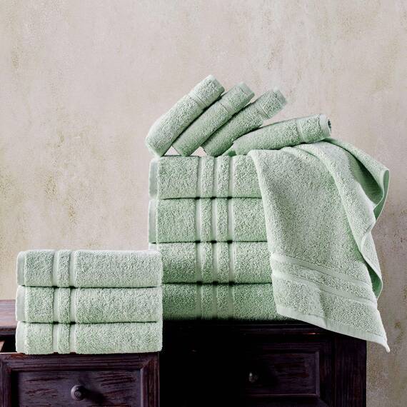 Hawmam Linen Hellgrüne Badetücher, 4 Stück, weich und saugfähig, Premium-Qualität, perfekt für den täglichen Gebrauch, 100% Baumwolle, 600 g/m²