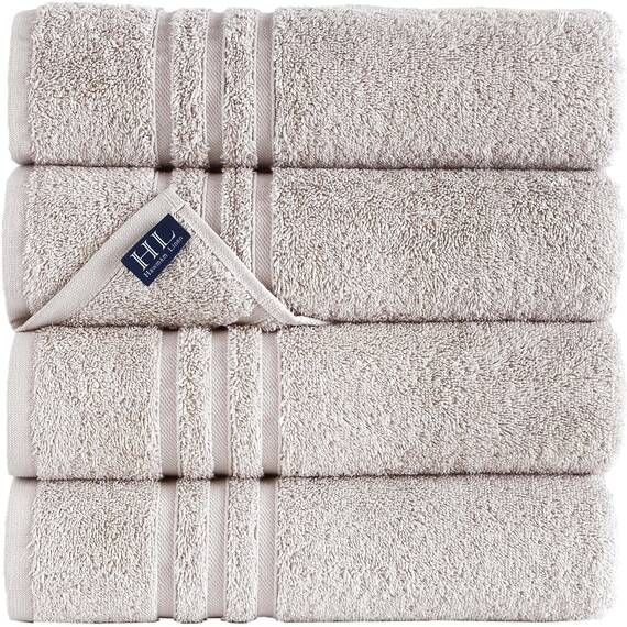 Hammam Linen Ice Silver Badetücher, 4er-Pack, 68 x 137 cm, weich und saugfähig, Premium-Qualität, perfekt für den täglichen Gebrauch, 100% Baumwolle, 600 g/m²