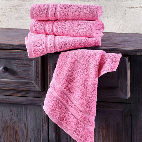 Hawmam Linen Handtücher, türkische Baumwolle, Premium-Qualität, weich und saugfähig, kleine Handtücher für Badezimmer, Rosa, 4 Stück