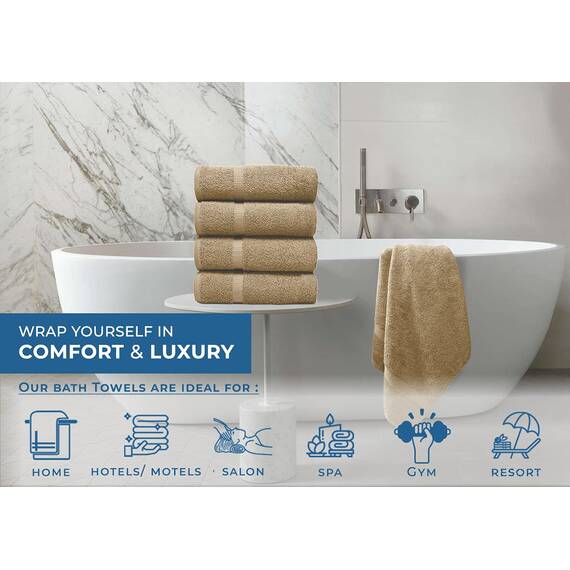 DAN RIVER Badetuch-Set, 100 % Baumwolle, weich, groß, Badetuch, sehr saugfähig, für den täglichen Gebrauch, ideal für Pool, Zuhause, Fitnessstudio, Spa, Hotel, Hellbraun, 68.6 x 137.2 cm, 600 g/m²
